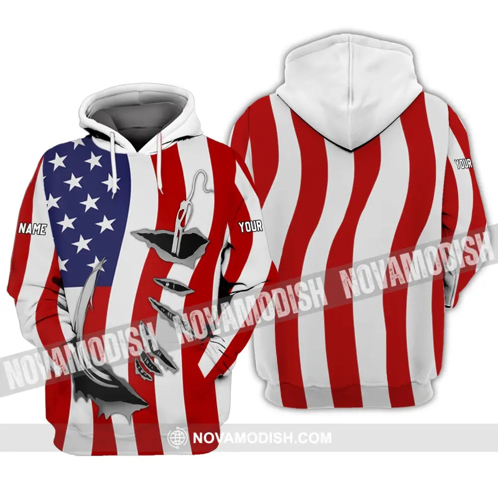 Unisex Shirt - Custom Name America Flag Shirt Hoodie / S T-shirt