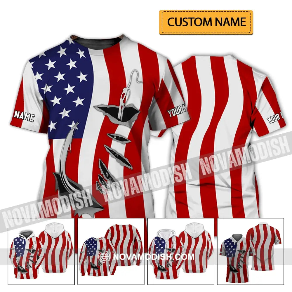 Unisex Shirt - Custom Name America Flag Shirt T-shirt