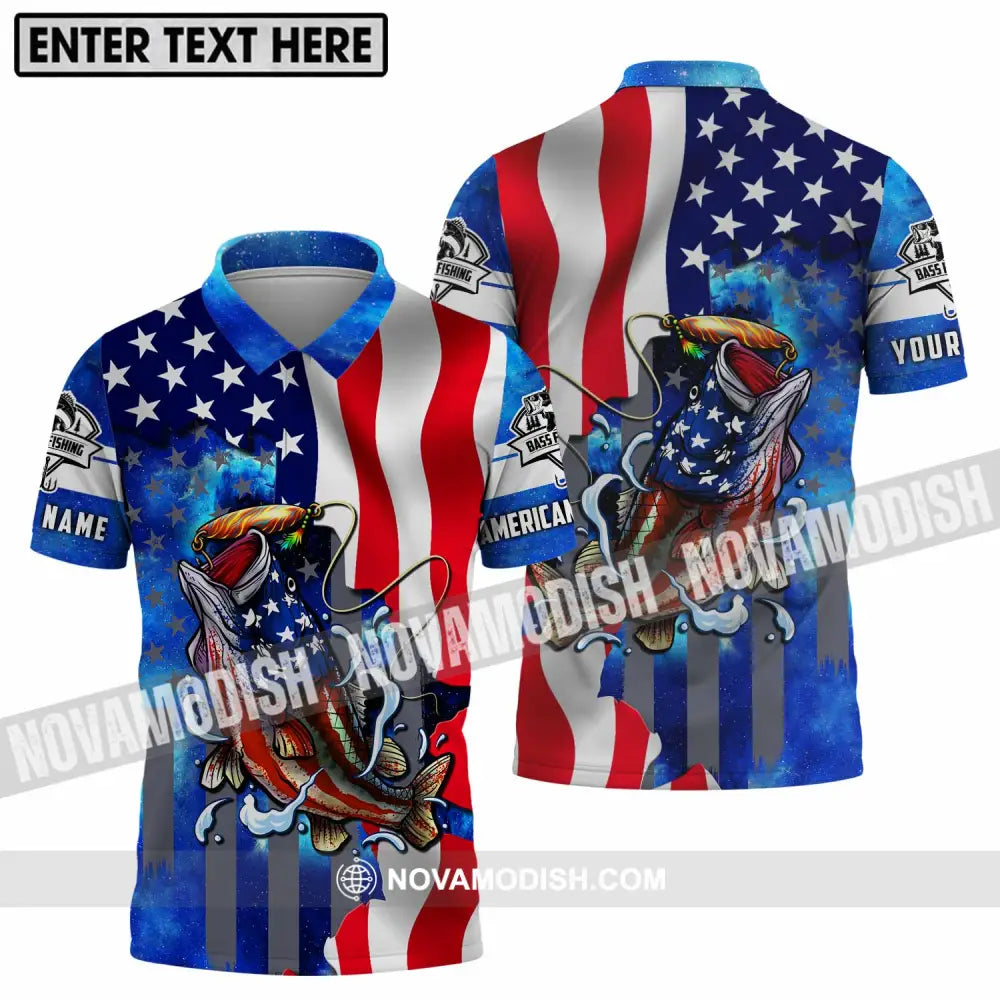 Unisex Shirt - Custom Name Shirt American Bass Fishing Polo Shirt / S T-shirt