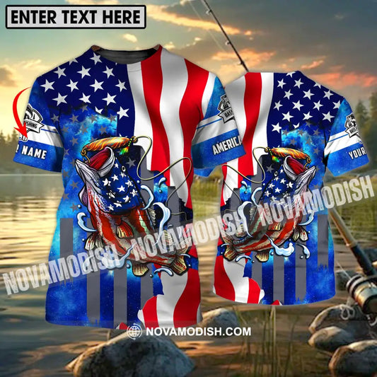 Unisex Shirt - Custom Name Shirt American Bass Fishing T-shirt