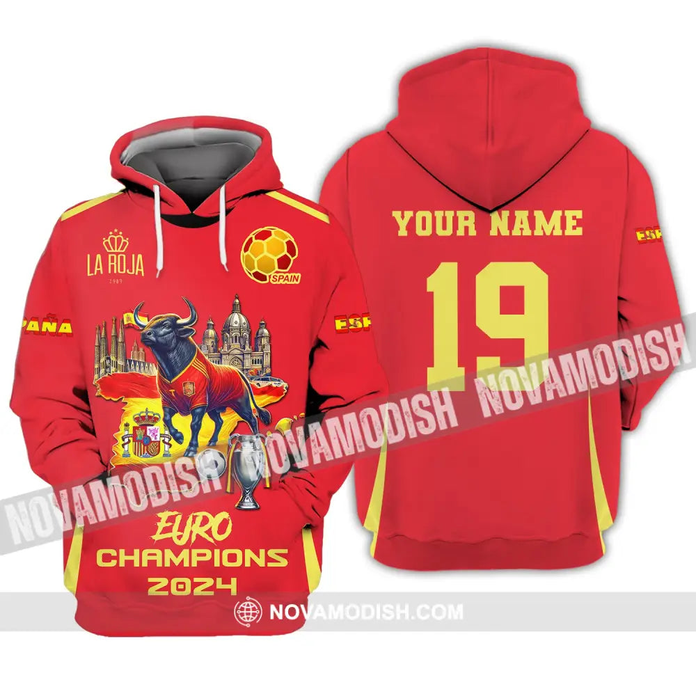 Unisex Shirt Custom Name And Number Spain Football Euro 2024 La Roja 1989 Polo Long Sleeve Hoodie /