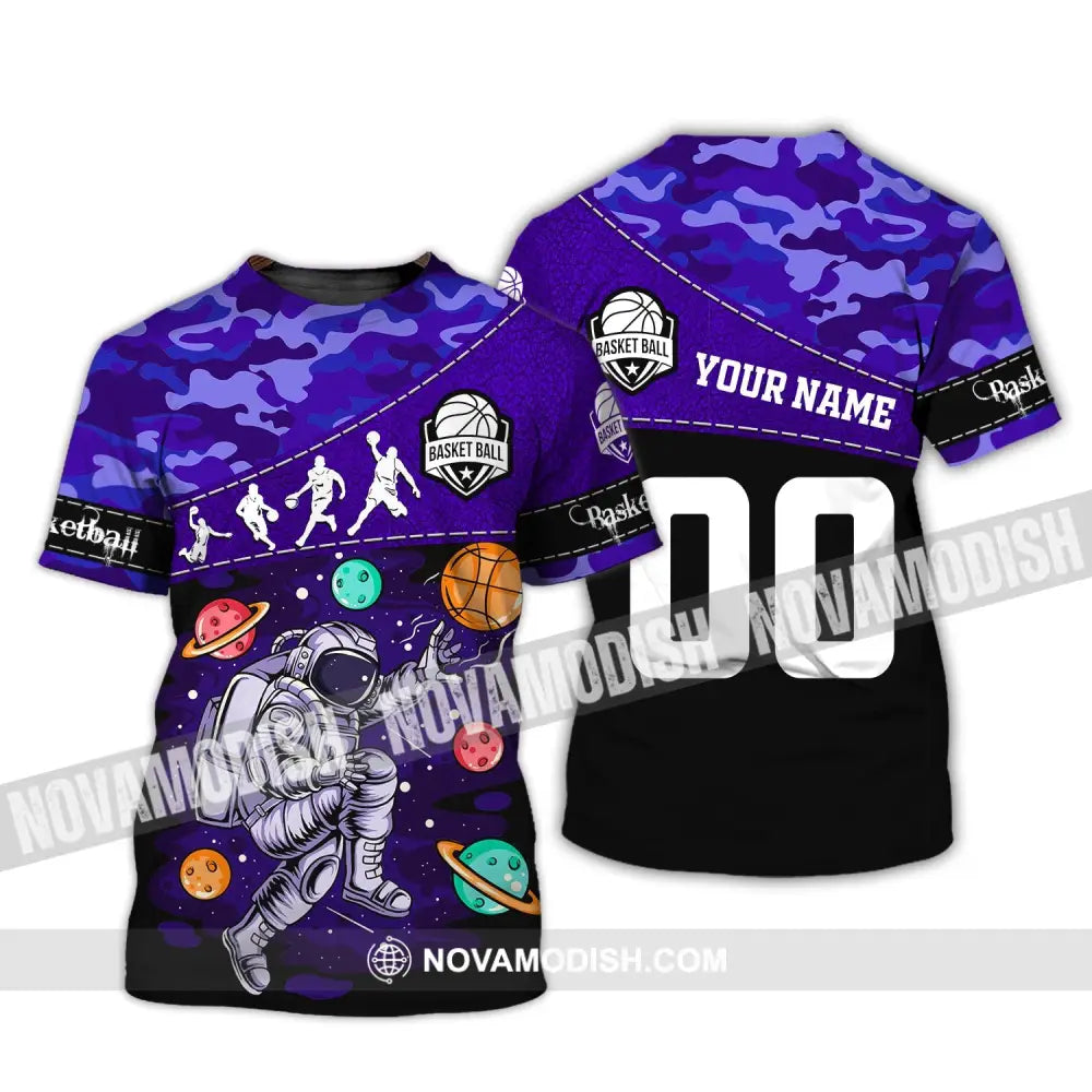 Unisex Shirt - Custom Name and Number T-Shirt - Basketball Astronaut - Basketball Universe T-Shirt / S T-shirt