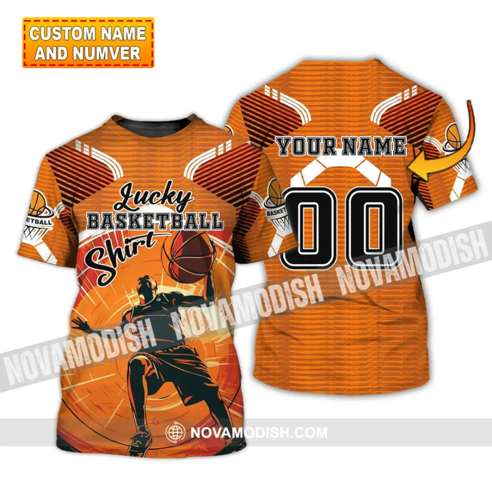 Unisex Shirt - Custom Name and Number T-Shirt - Lucky Basketball Shirt - Basketball Clothing T-shirt