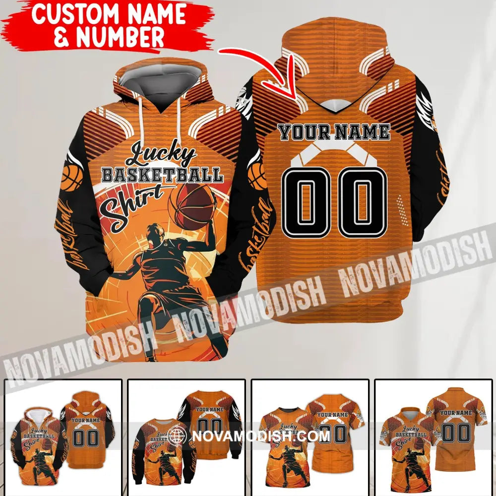 Unisex Shirt - Custom Name and Number T-Shirt - Lucky Basketball Shirt - Basketball Clothing T-shirt