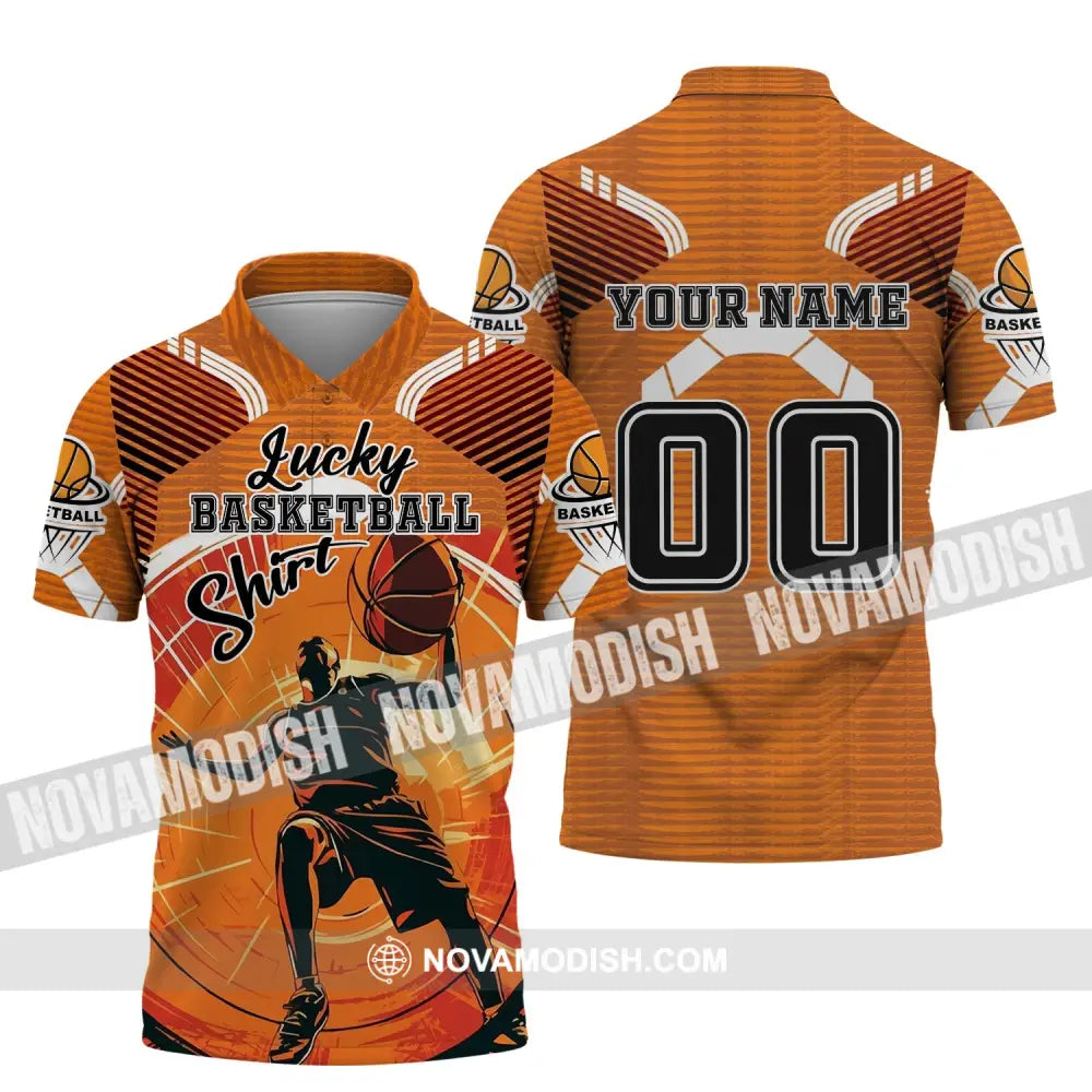Unisex Shirt - Custom Name and Number T-Shirt - Lucky Basketball Shirt - Basketball Clothing Polo Shirt / S T-shirt