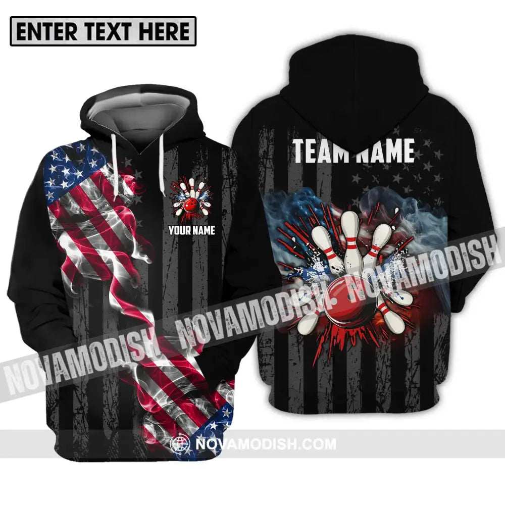 Unisex Shirt - Custom Name And Team Name America Bowling Sport Shirt Hoodie / S T-shirt