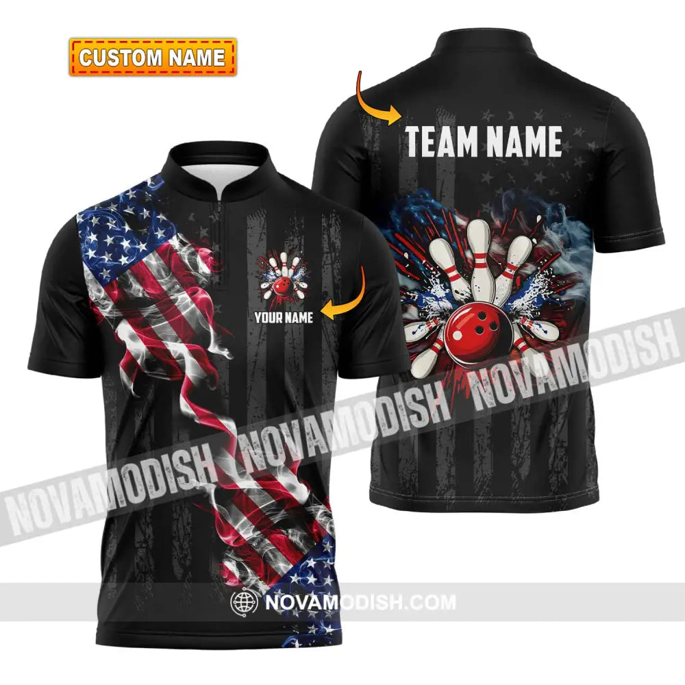 Unisex Shirt - Custom Name And Team Name America Bowling Sport Shirt T-shirt