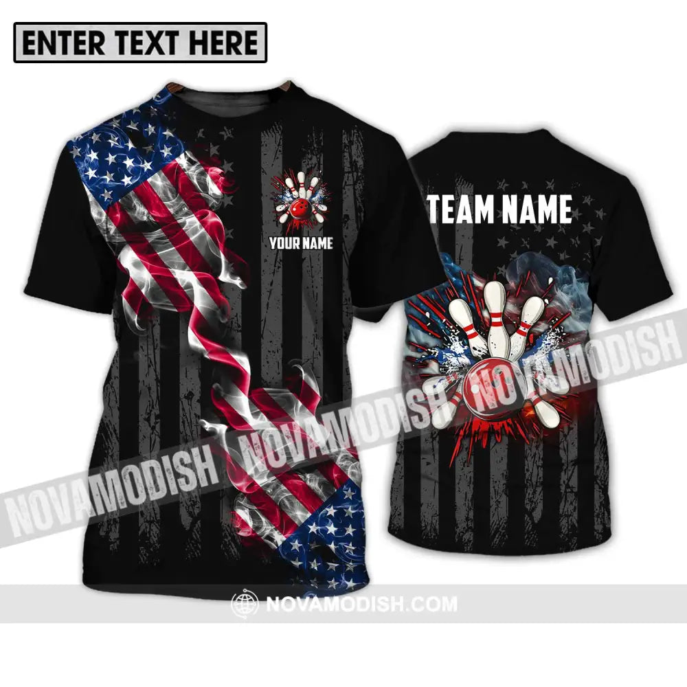 Unisex Shirt - Custom Name And Team Name America Bowling Sport Shirt T-Shirt / S T-shirt