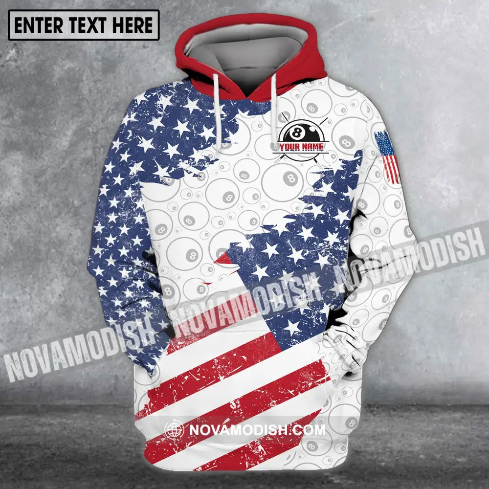 Unisex Shirt - Custom Name And Team Name Shirt America Flag Billiard Balls Shirt Hoodie / S T-shirt