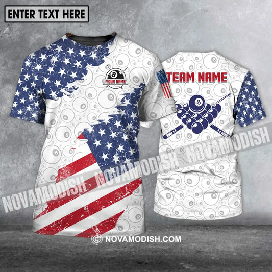 Unisex Shirt - Custom Name And Team Name Shirt America Flag Billiard Balls Shirt T-Shirt / S T-shirt