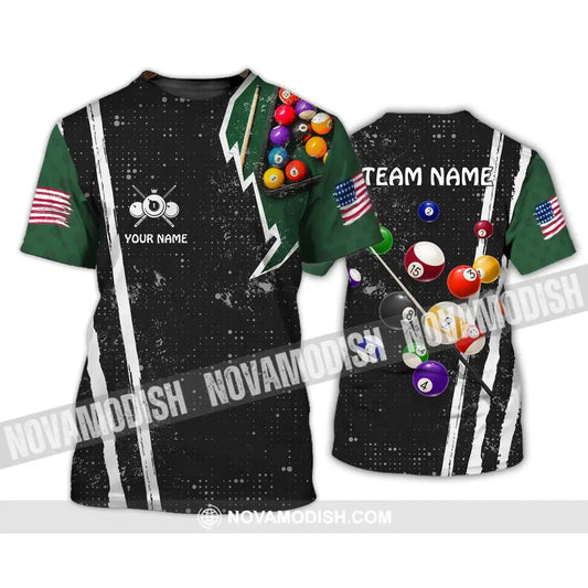 Unisex Shirt - Custom Name And Team Name Shirt - American Billiard Lover Black And Green T-Shirt / S T-shirt