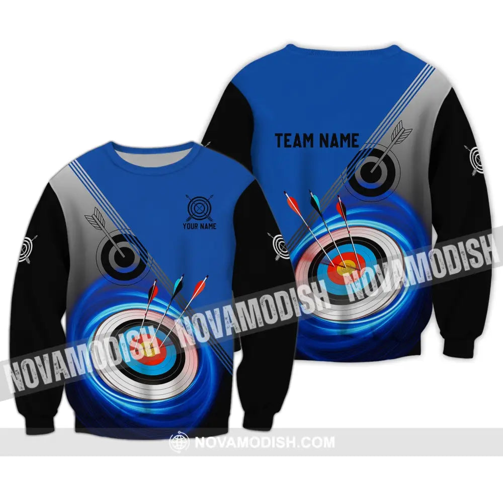 Unisex Shirt - Custom Name And Team Name Shirt - Archery Lover Blue Shirt Long Sleeve / S T-shirt