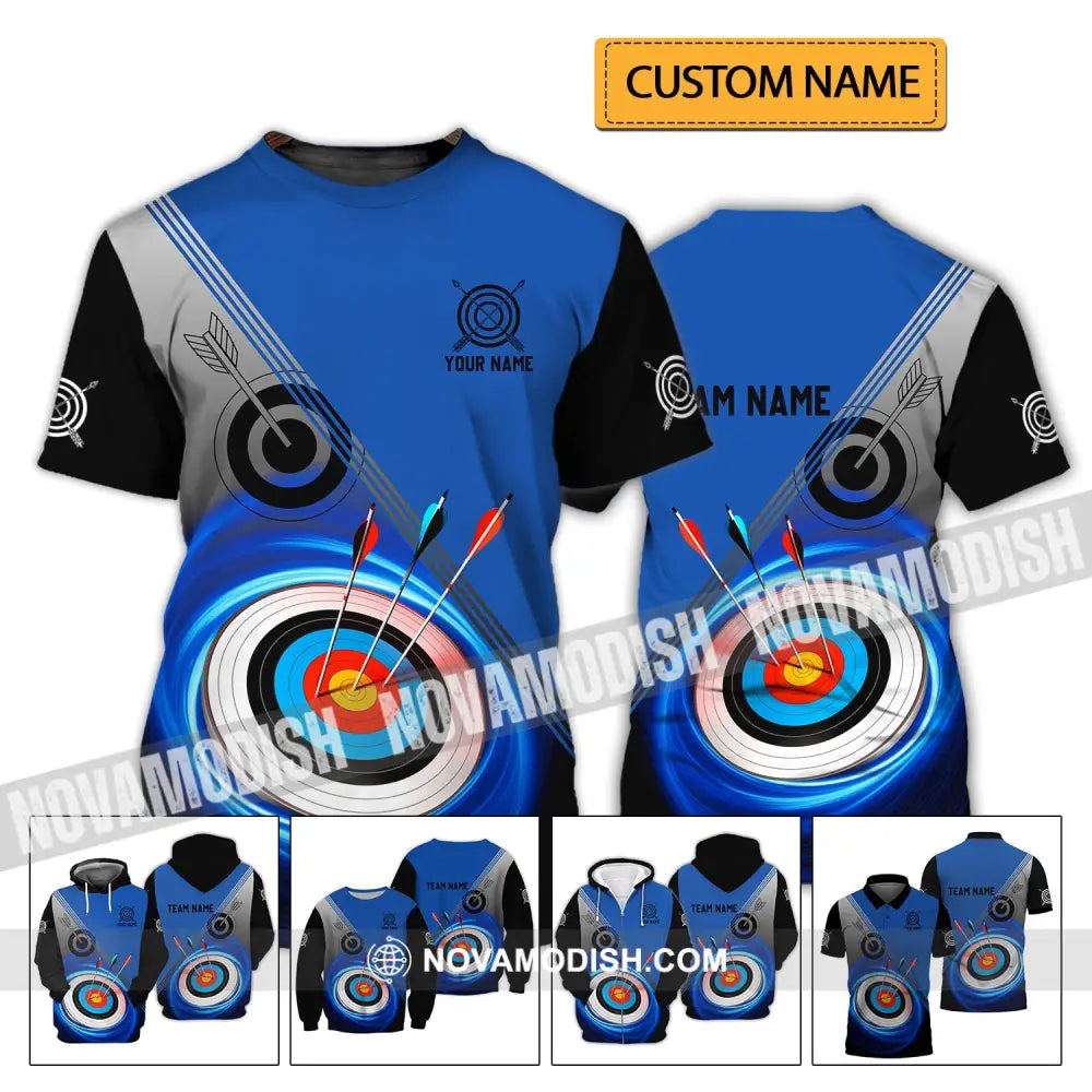 Unisex Shirt - Custom Name And Team Name Shirt - Archery Lover Blue Shirt T-shirt
