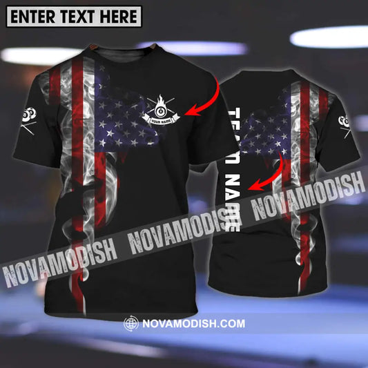 Unisex Shirt - Custom Name And Team Name Billiard Shirt America Flag Billiard Shirt T-shirt