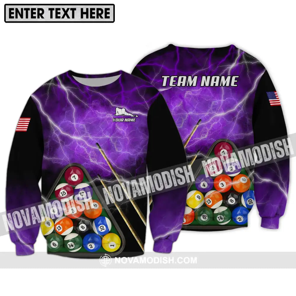Unisex Shirt - Custom Name And Team Name Billiard Shirt America Billiard Long Sleeve / S T-shirt