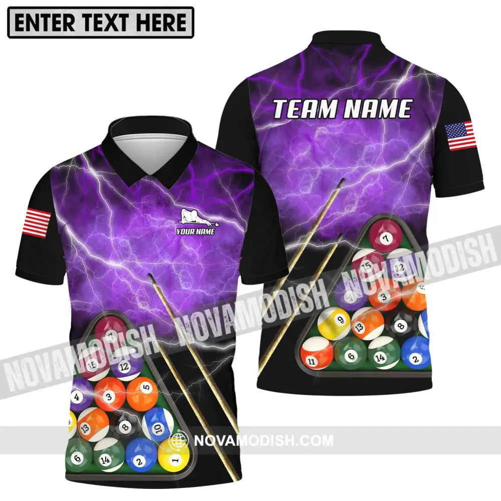 Unisex Shirt - Custom Name And Team Name Billiard Shirt America Billiard Polo Shirt / S T-shirt