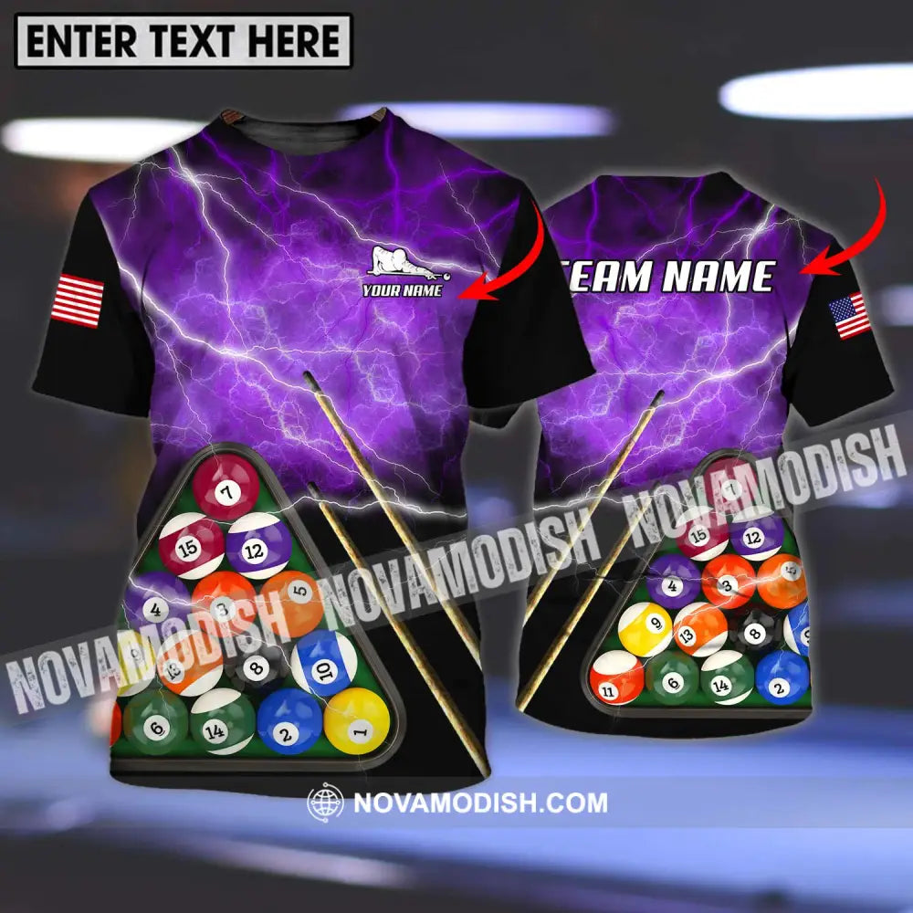 Unisex Shirt - Custom Name And Team Name Billiard Shirt America Billiard T-shirt