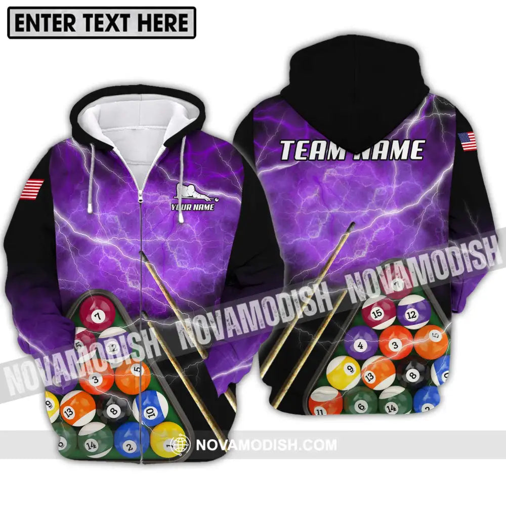 Unisex Shirt - Custom Name And Team Name Billiard Shirt America Billiard Zipper Hoodie / S T-shirt