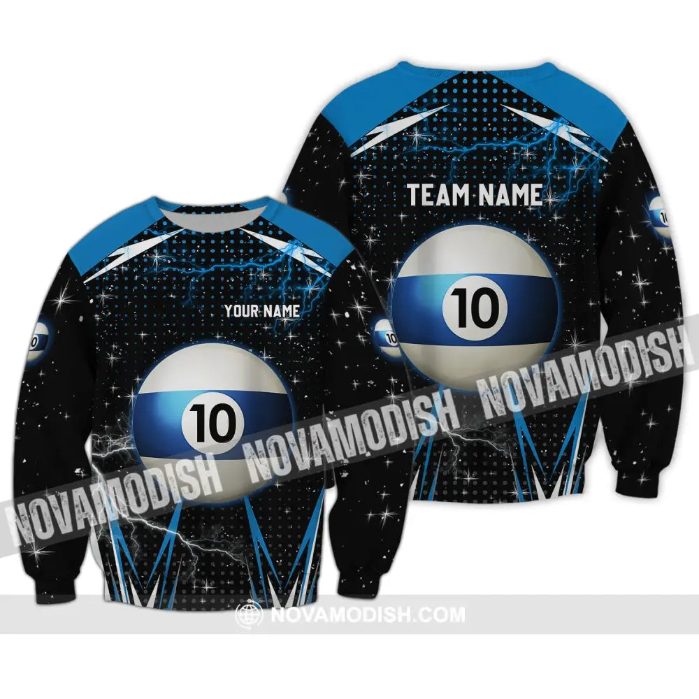 Unisex Shirt - Custom Name And Team Name Shirt - Billiard Ball Number 10 Long Sleeve / S T-shirt