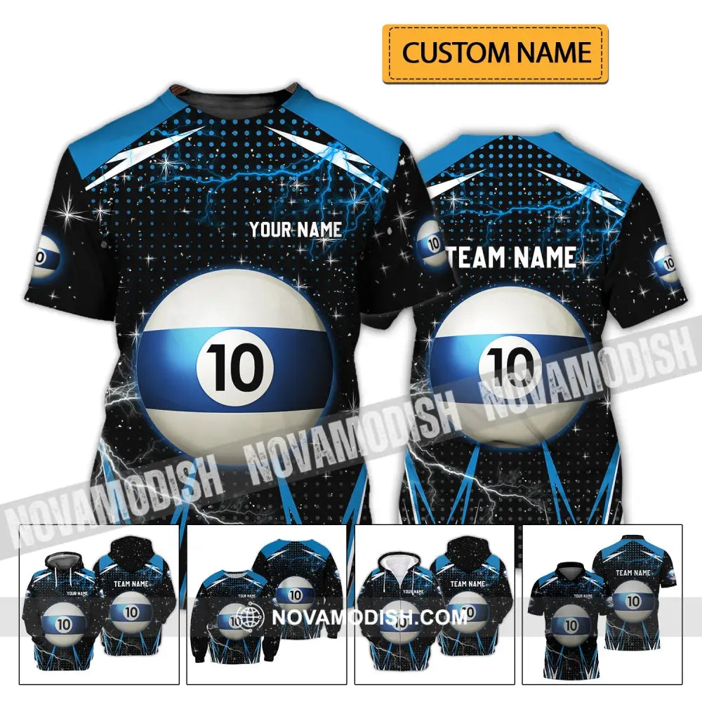 Unisex Shirt - Custom Name And Team Name Shirt - Billiard Ball Number 10 T-shirt