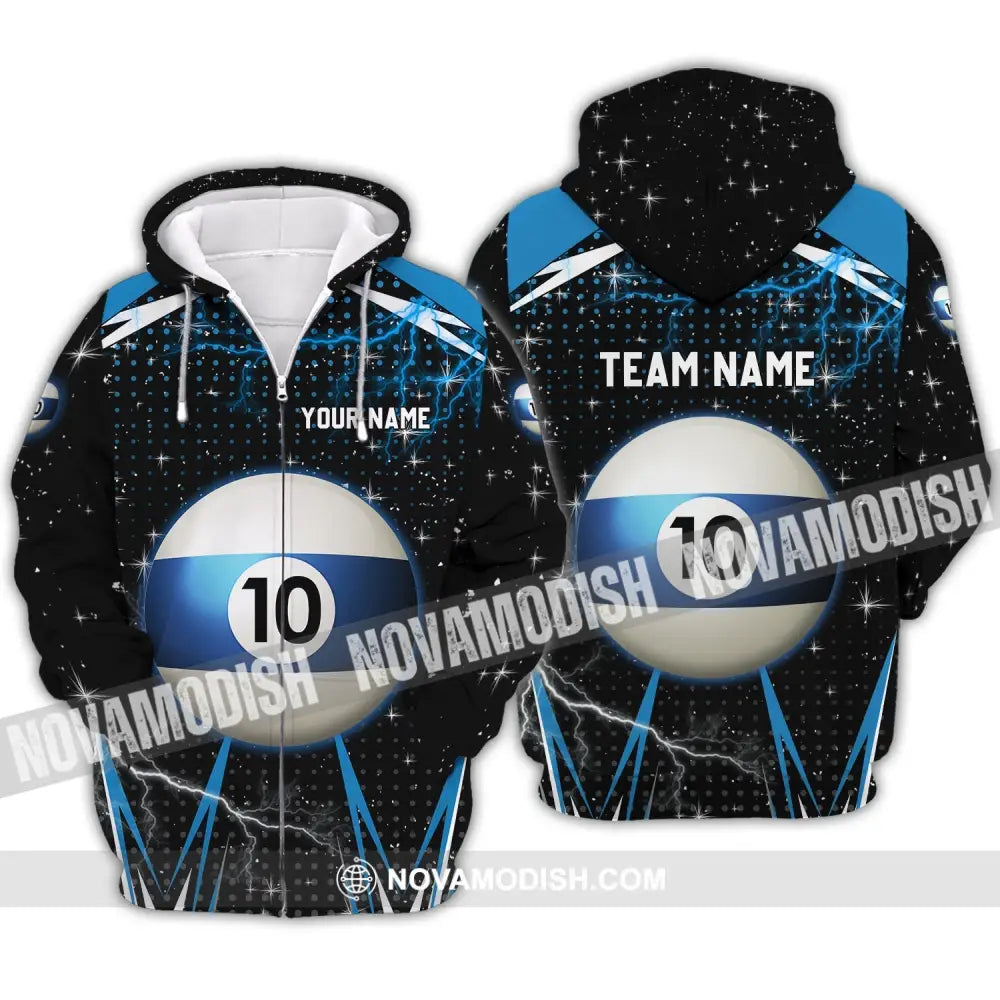 Unisex Shirt - Custom Name And Team Name Shirt - Billiard Ball Number 10 Zipper Hoodie / S T-shirt