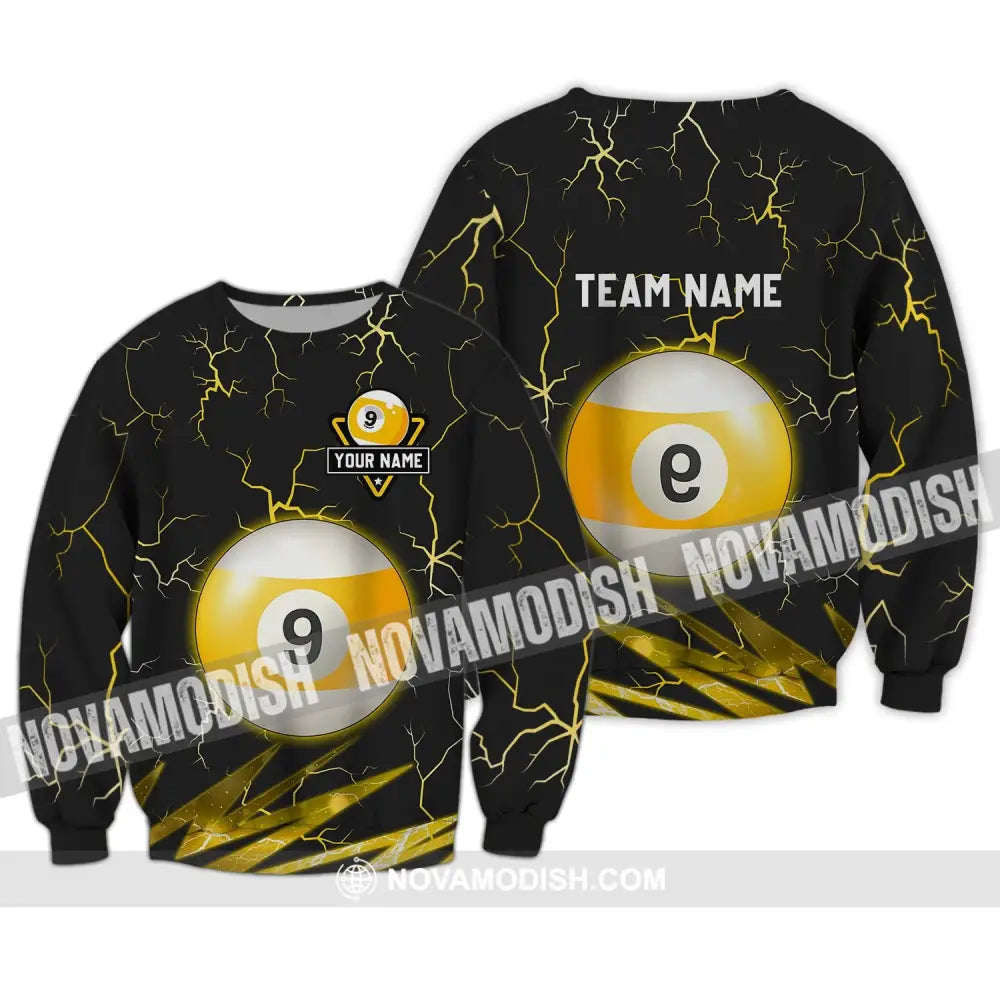 Unisex Shirt - Custom Name And Team Name Shirt - Billiard Ball Number 9 Long Sleeve / S T-shirt