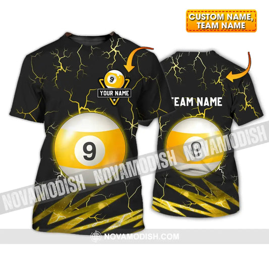 Unisex Shirt - Custom Name And Team Name Shirt - Billiard Ball Number 9 T-shirt