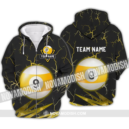 Unisex Shirt - Custom Name And Team Name Shirt - Billiard Ball Number 9 Zipper Hoodie / S T-shirt