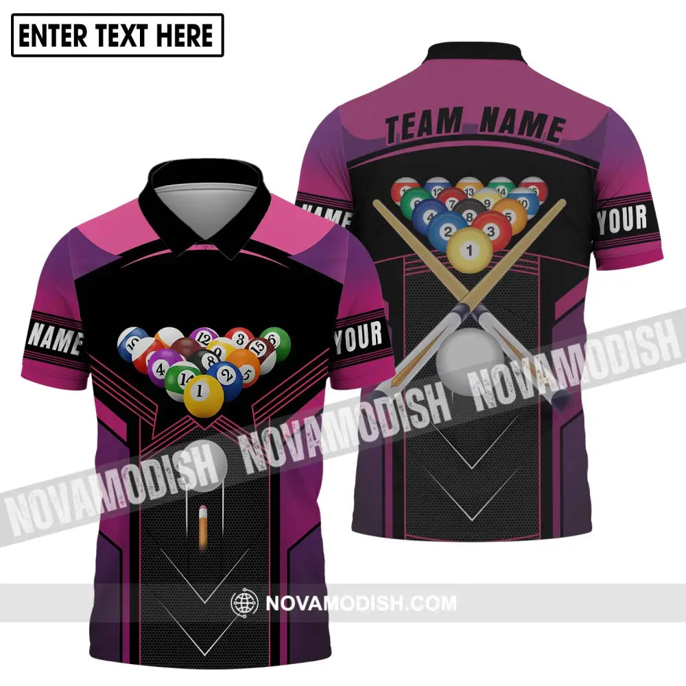 Unisex Shirt - Custom Name And Team Name Shirt Billiard Balls Colorful Shirt Polo Shirt / S T-shirt
