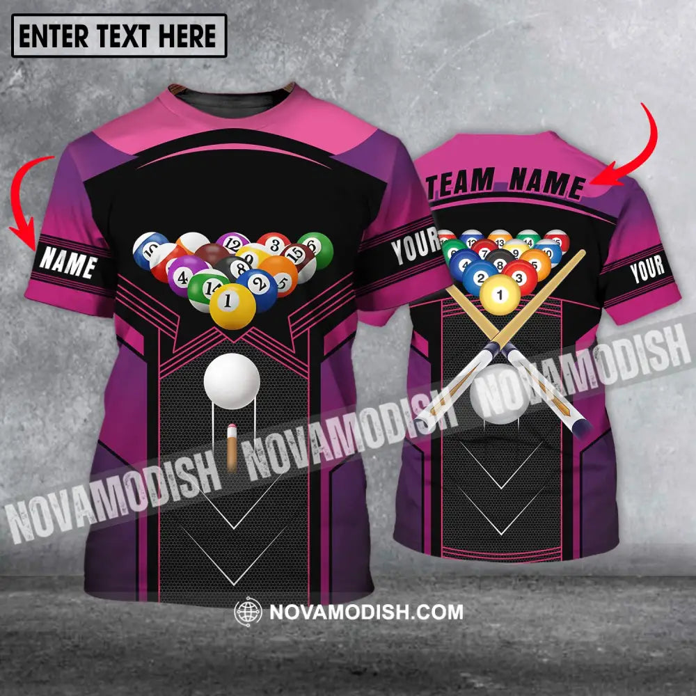 Unisex Shirt - Custom Name And Team Name Shirt Billiard Balls Colorful Shirt T-shirt