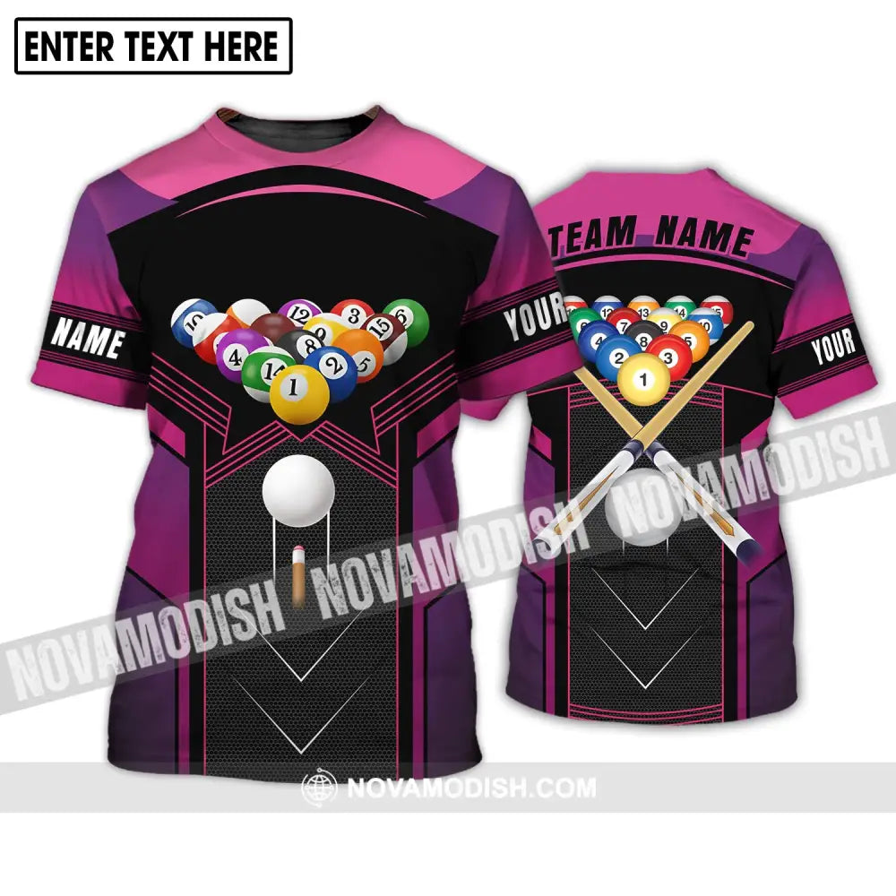 Unisex Shirt - Custom Name And Team Name Shirt Billiard Balls Colorful Shirt T-Shirt / S T-shirt