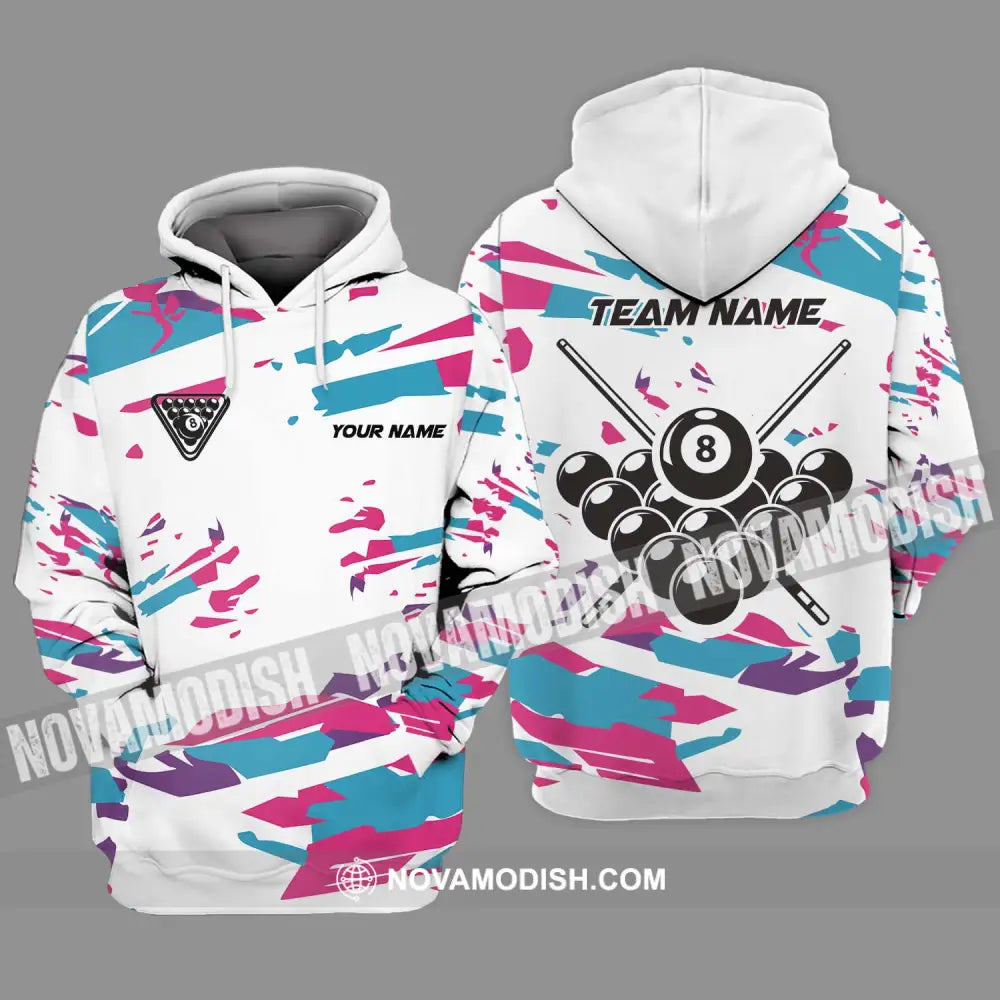 Unisex Shirt - Custom Name And Team Name Billiard Shirt Color Line Hoodie / S T-shirt