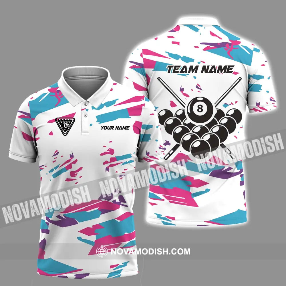Unisex Shirt - Custom Name And Team Name Billiard Shirt Color Line Polo Shirt / S T-shirt