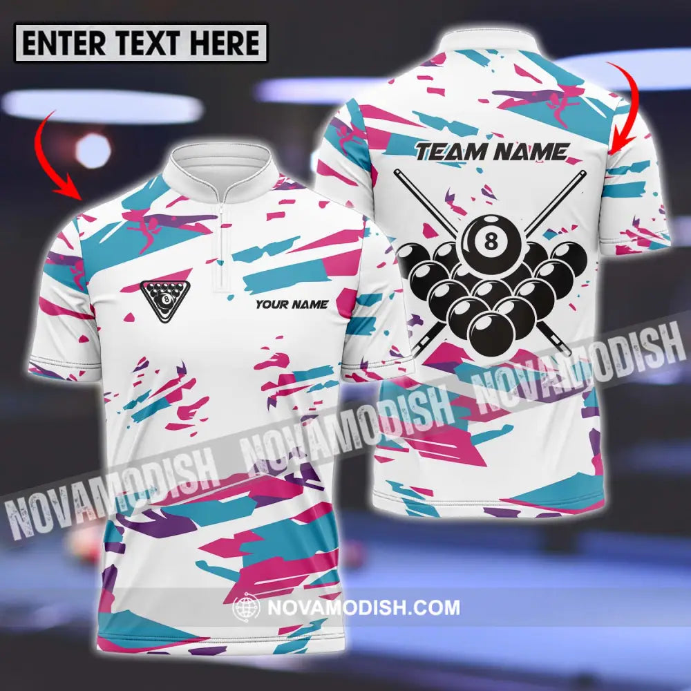 Unisex Shirt - Custom Name And Team Name Billiard Shirt Color Line T-shirt