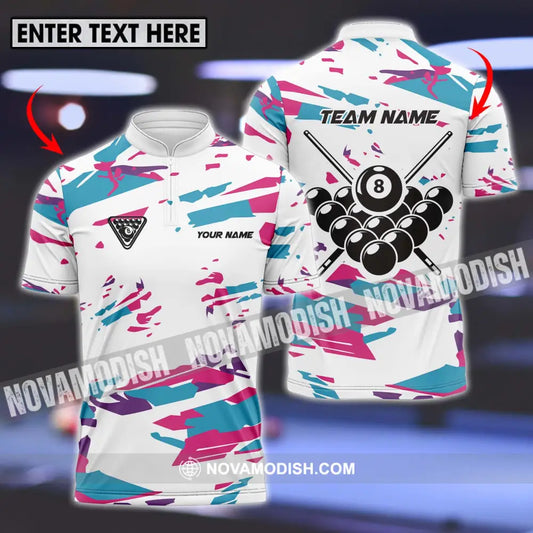 Unisex Shirt - Custom Name And Team Name Billiard Shirt Color Line T-shirt