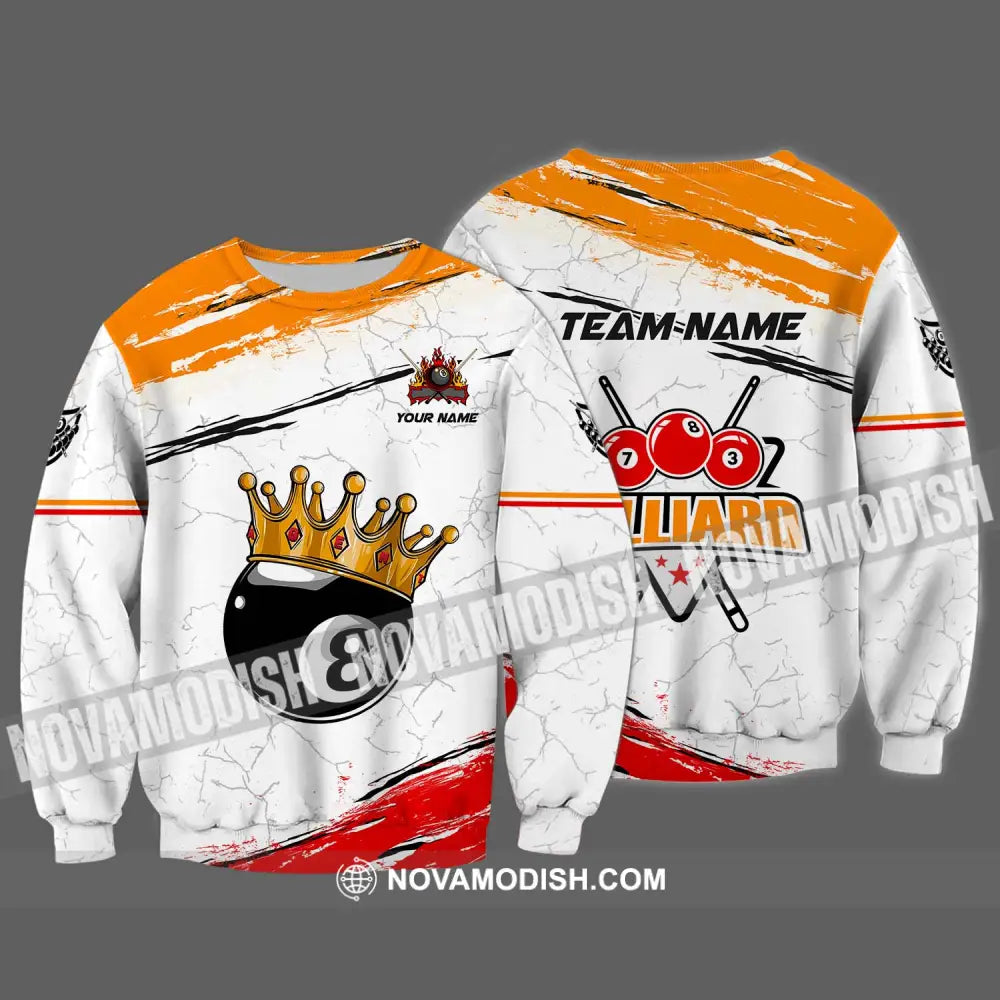 Unisex Shirt - Custom Name And Team Name Billiard Shirt Billiard Crown Long Sleeve / S T-shirt