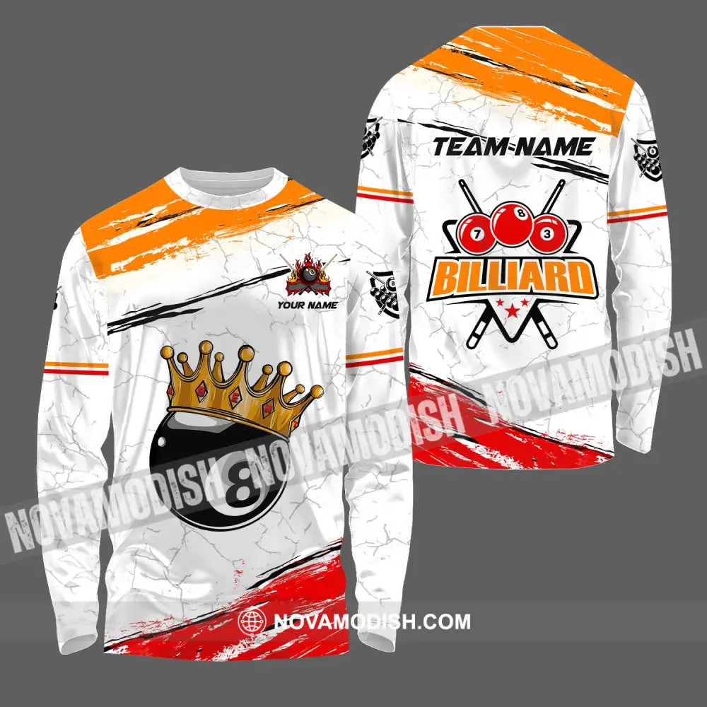 Unisex Shirt - Custom Name And Team Name Billiard Shirt Billiard Crown Long Sleeve Shirt / S T-shirt