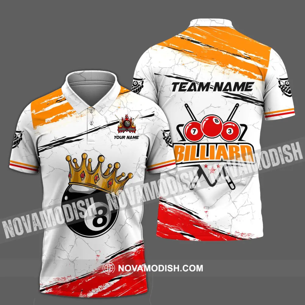 Unisex Shirt - Custom Name And Team Name Billiard Shirt Billiard Crown Polo Shirt / S T-shirt