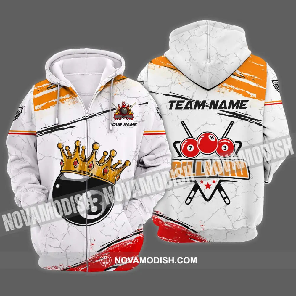 Unisex Shirt - Custom Name And Team Name Billiard Shirt Billiard Crown Zipper Hoodie / S T-shirt