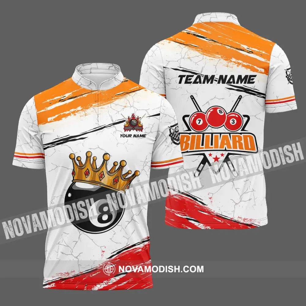 Unisex Shirt - Custom Name And Team Name Billiard Shirt Billiard Crown Zipper Polo Shirt / S T-shirt