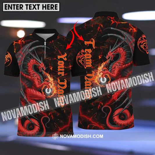 Unisex Shirt - Custom Name And Team Name Billiard Shirt Billiard Fire Dragon T-shirt
