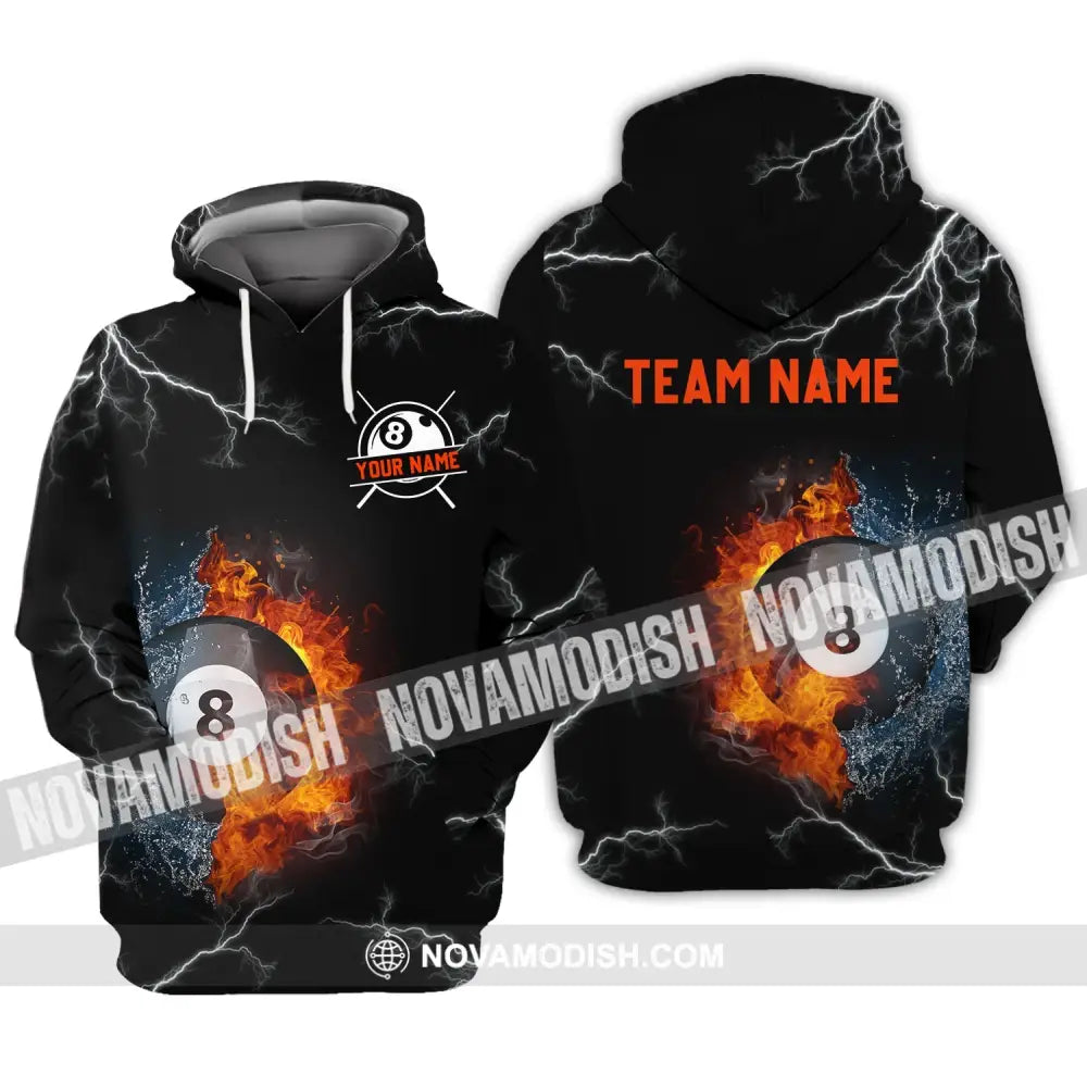 Unisex Shirt - Custom Name And Team Name Shirt - Billiard Fire And Water Hoodie / S T-shirt