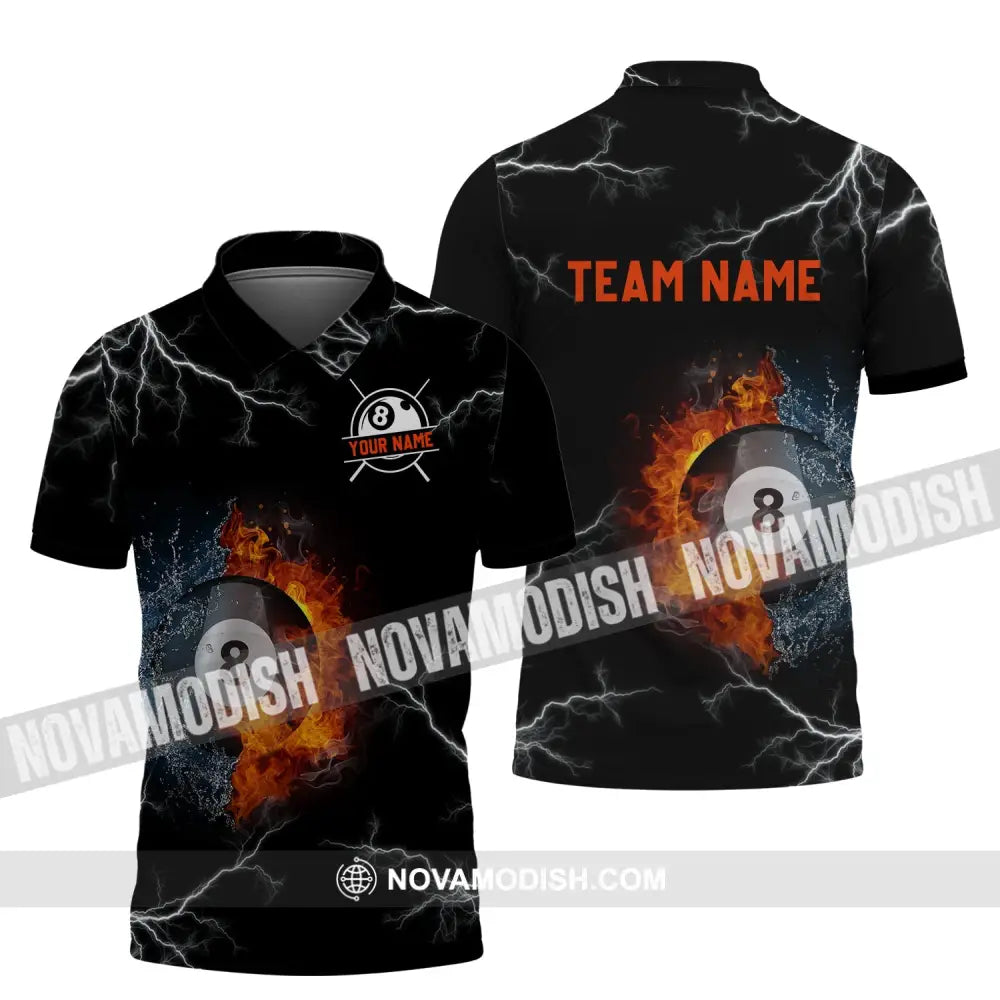 Unisex Shirt - Custom Name And Team Name Shirt - Billiard Fire And Water Polo Shirt / S T-shirt