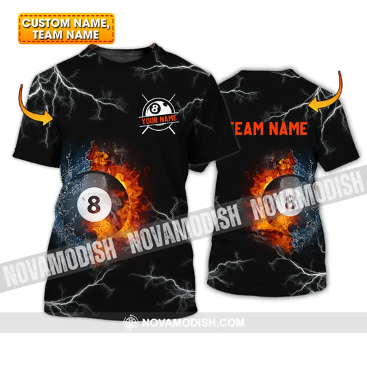 Unisex Shirt - Custom Name And Team Name Shirt - Billiard Fire And Water T-shirt