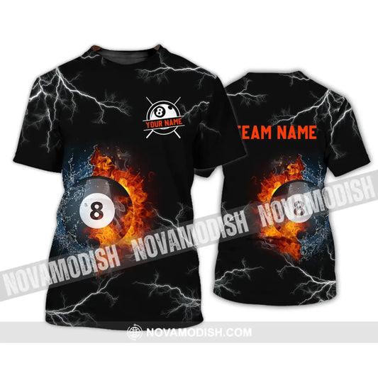 Unisex Shirt - Custom Name And Team Name Shirt - Billiard Fire And Water T-Shirt / S T-shirt