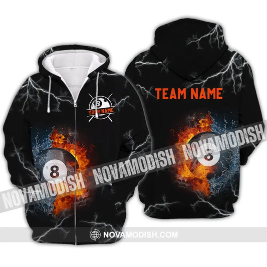 Unisex Shirt - Custom Name And Team Name Shirt - Billiard Fire And Water Zipper Hoodie / S T-shirt