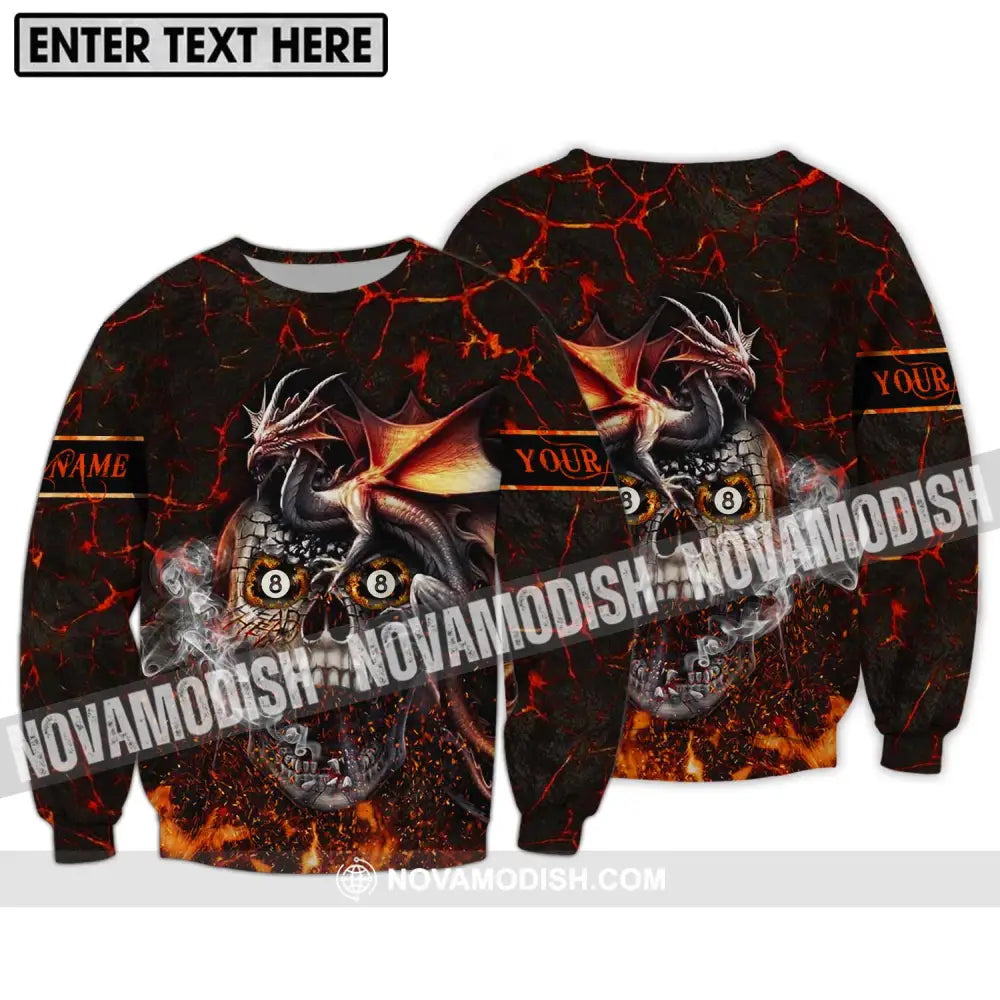 Unisex Shirt - Custom Name And Team Name Billiard Shirt Billiard Fly Dragon Long Sleeve / S T-shirt