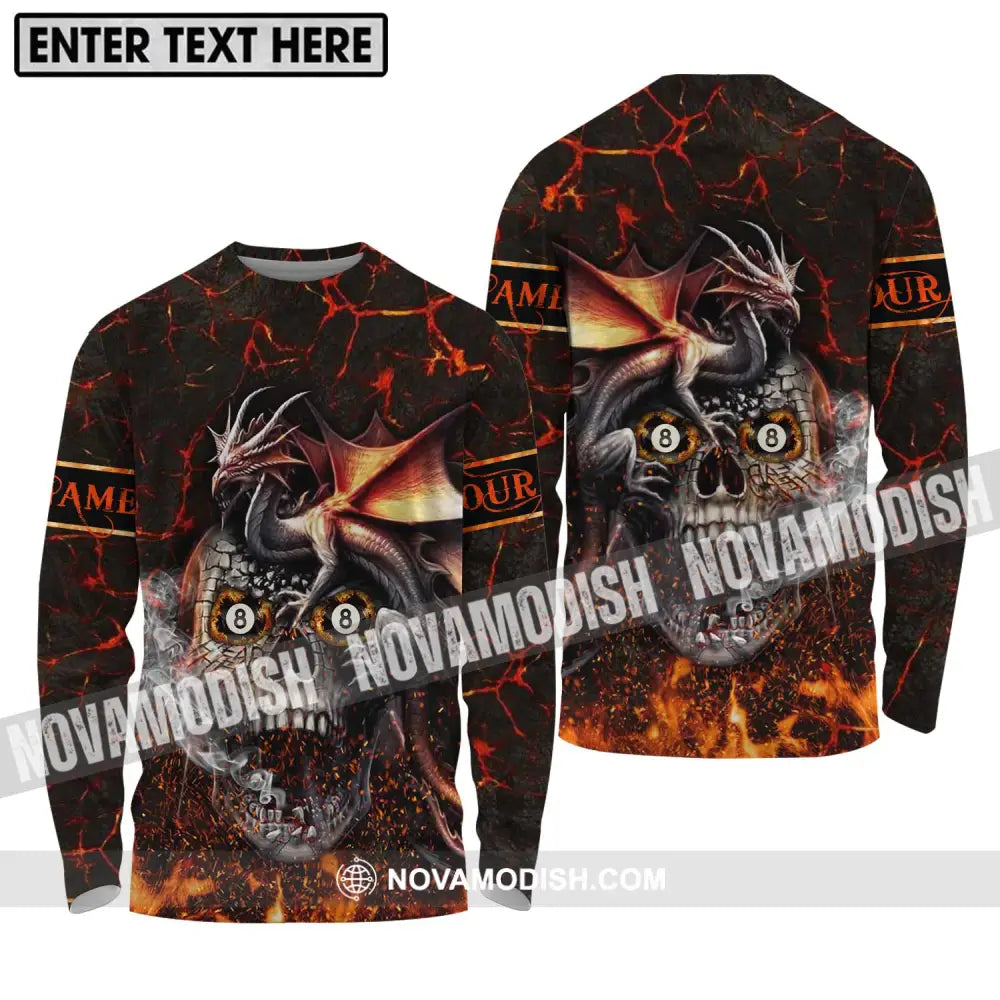 Unisex Shirt - Custom Name And Team Name Billiard Shirt Billiard Fly Dragon Long Sleeve Shirt / S T-shirt