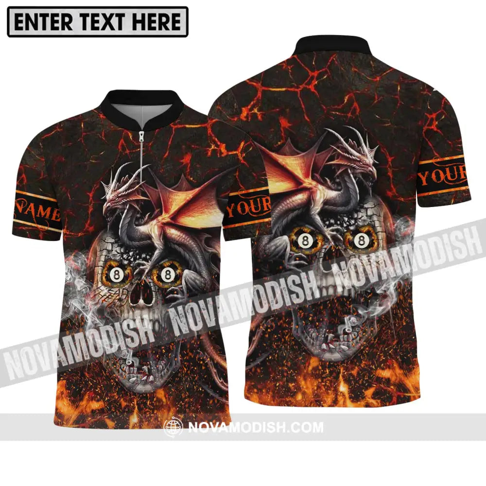 Unisex Shirt - Custom Name And Team Name Billiard Shirt Billiard Fly Dragon Zipper Polo Shirt / S T-shirt