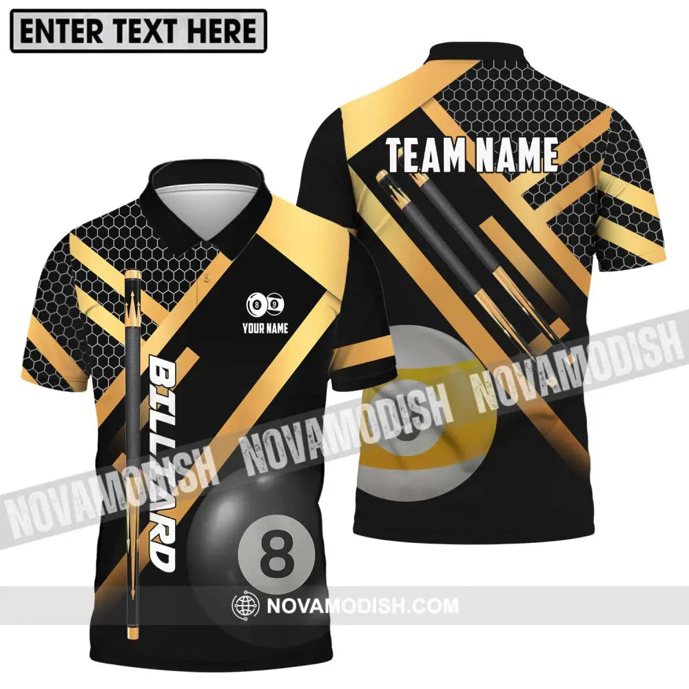 Unisex Shirt - Custom Name And Team Name Billiard Shirt Gold And Black Billiard Shirt Polo Shirt / S T-shirt
